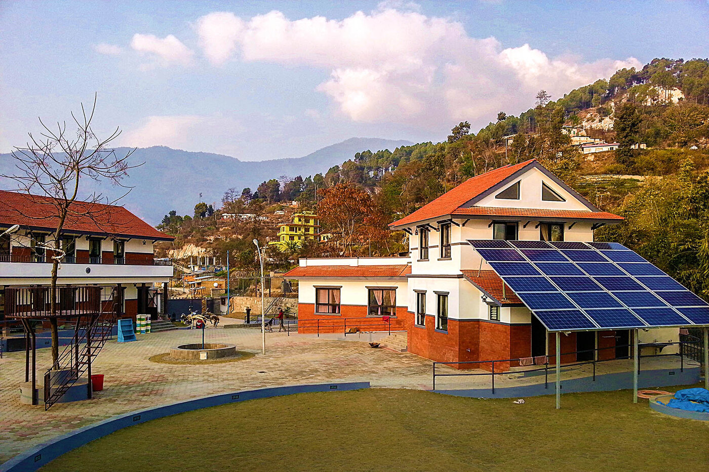 Solar canopy over the toilet and hand-basin shelter at the Butterfly Home