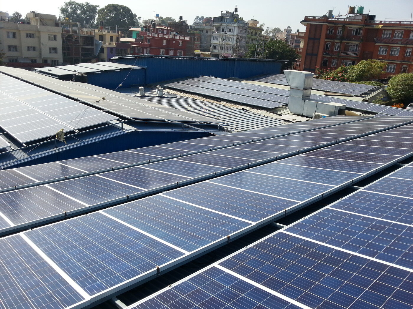 Rooftop solar PV array at the industrial factory in Kathmandu